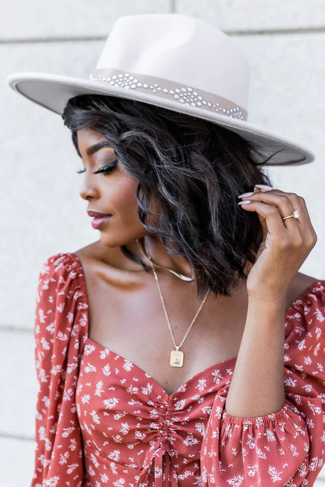 This Kiss Ivory Studded Band Fedora Hat | Pink Lily