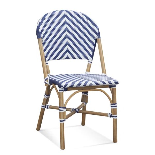 Roxanne Wicker/Rattan Side Chair in Blue/White | Wayfair Professional