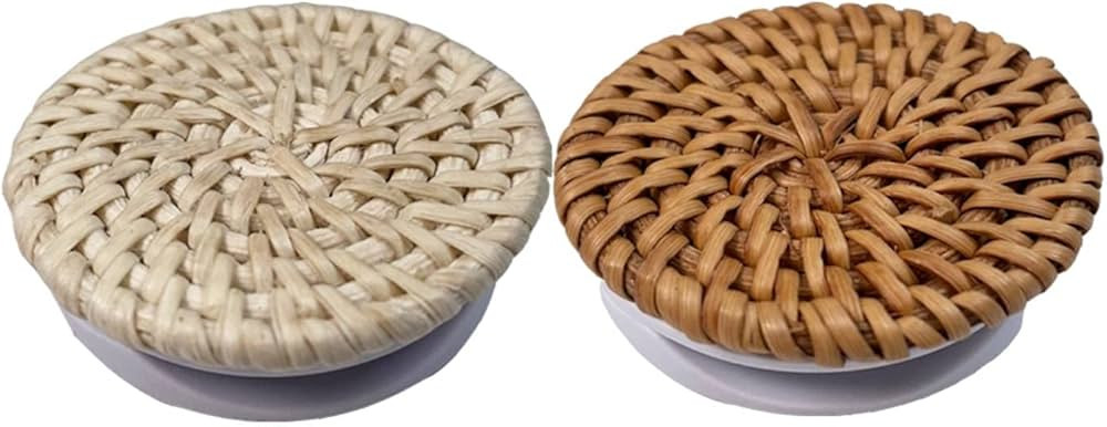 Bohoify 2pc Boho Rattan Wicker Phone Grip Collapsible Stand for Cell Phone and Tablet (Caramel & ... | Amazon (US)