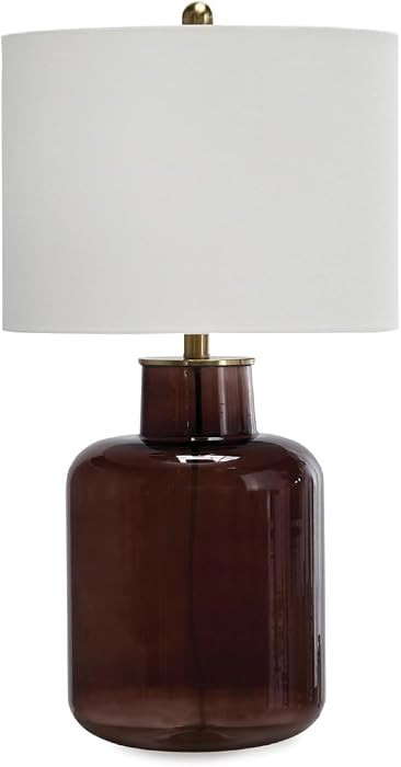 Signature Design by Ashley Mette Modern Table Lamp with 3-Way Switch and Drum Shade, Dark Brown & Gold | Amazon (US)