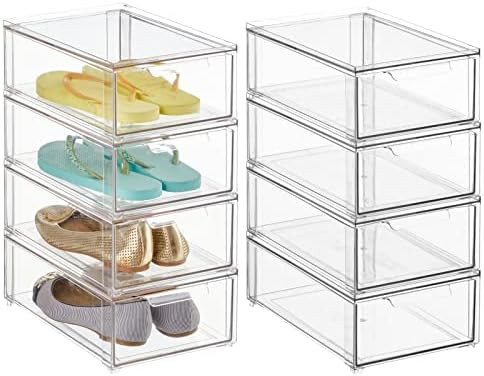 mDesign Plastic Stackable Closet Storage Organizer Bins with Pull Out Drawer for Cabinet, Desk, S... | Amazon (US)