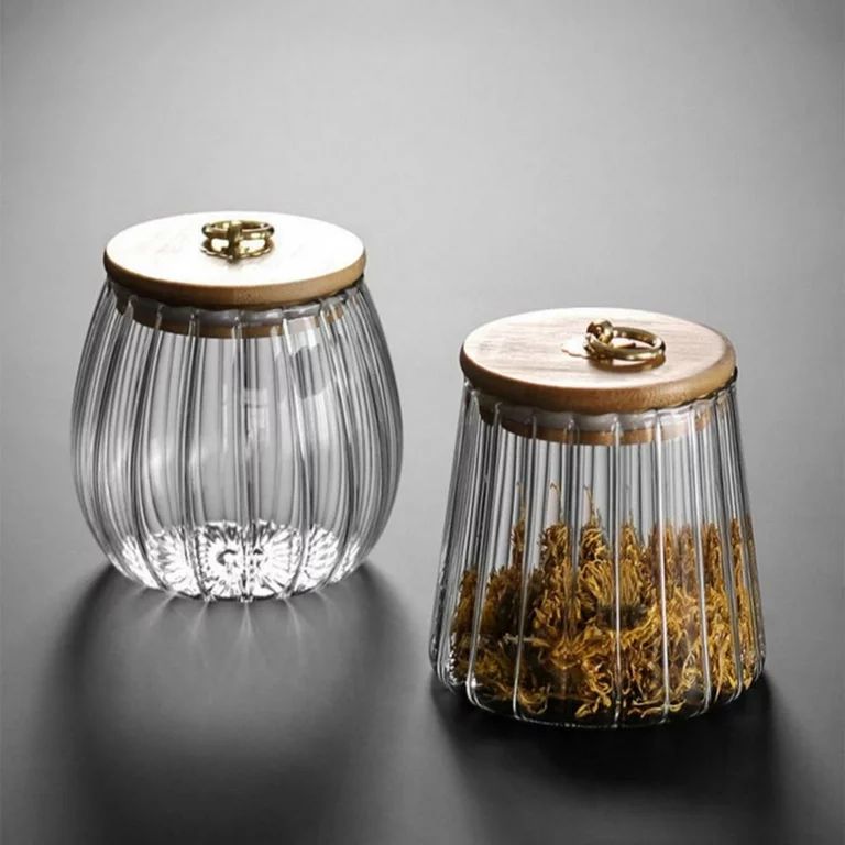 Airtight Glass Storage Jar, for Coffee Tea Nuts Canister Petal, Decorative Container with Bamboo ... | Walmart (US)