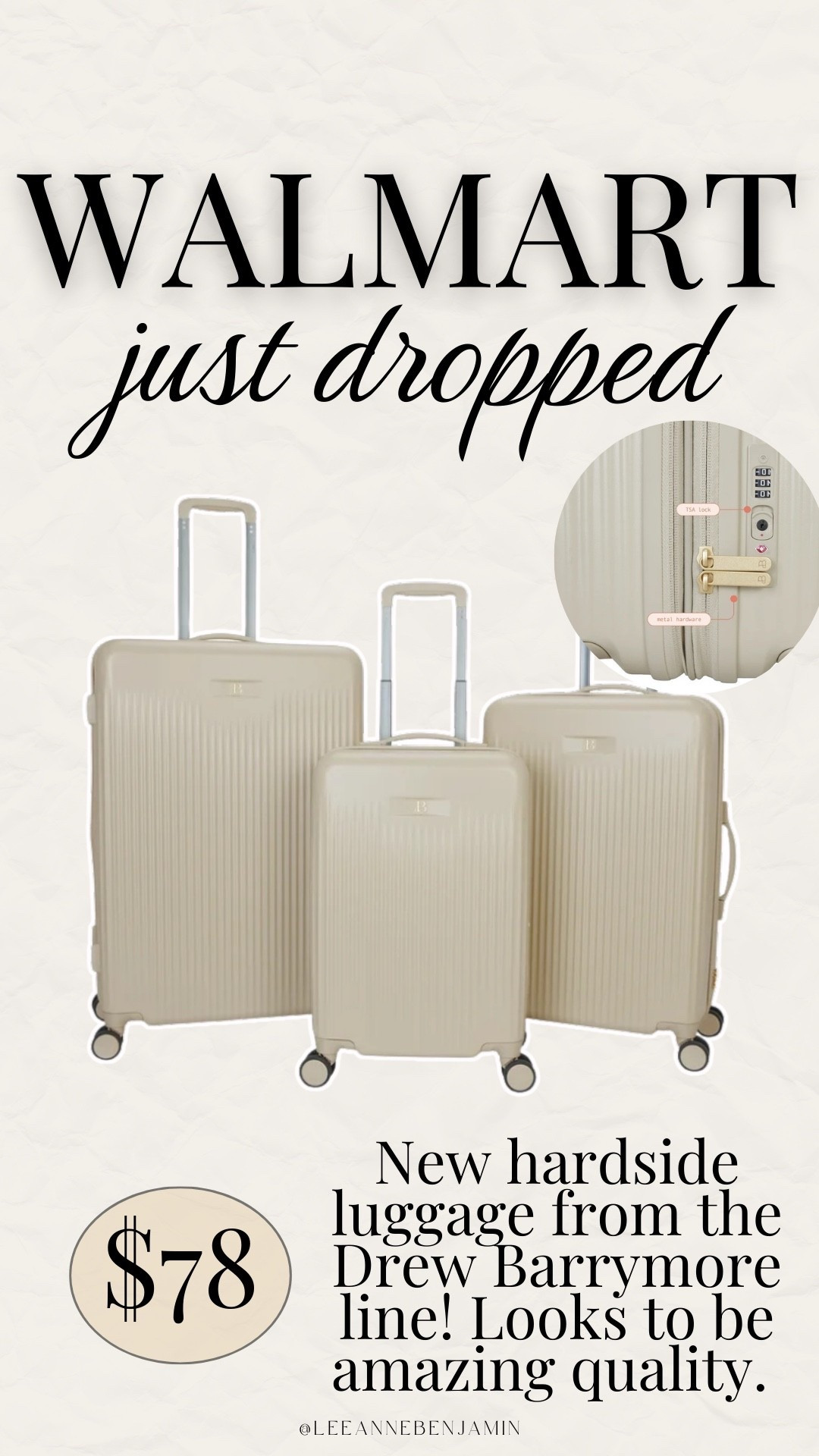 New hardside luggage from Walmart!! From the Drew Barrymore line. Looks to be amazing quality 😍

#LTKSaleAlert #LTKTravel #LTKmomlife