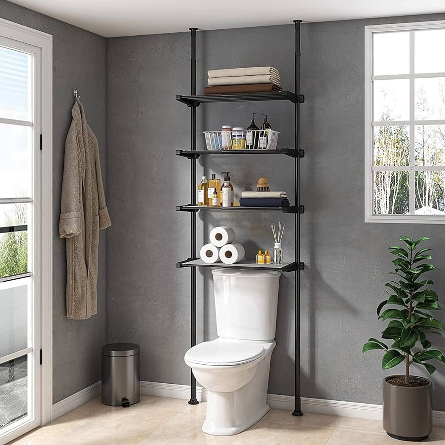 ALLZONE Bathroom Organizer, Over The Toilet Storage, 4-Tier Adjustable Shelves for Small Room, Sa... | Amazon (US)