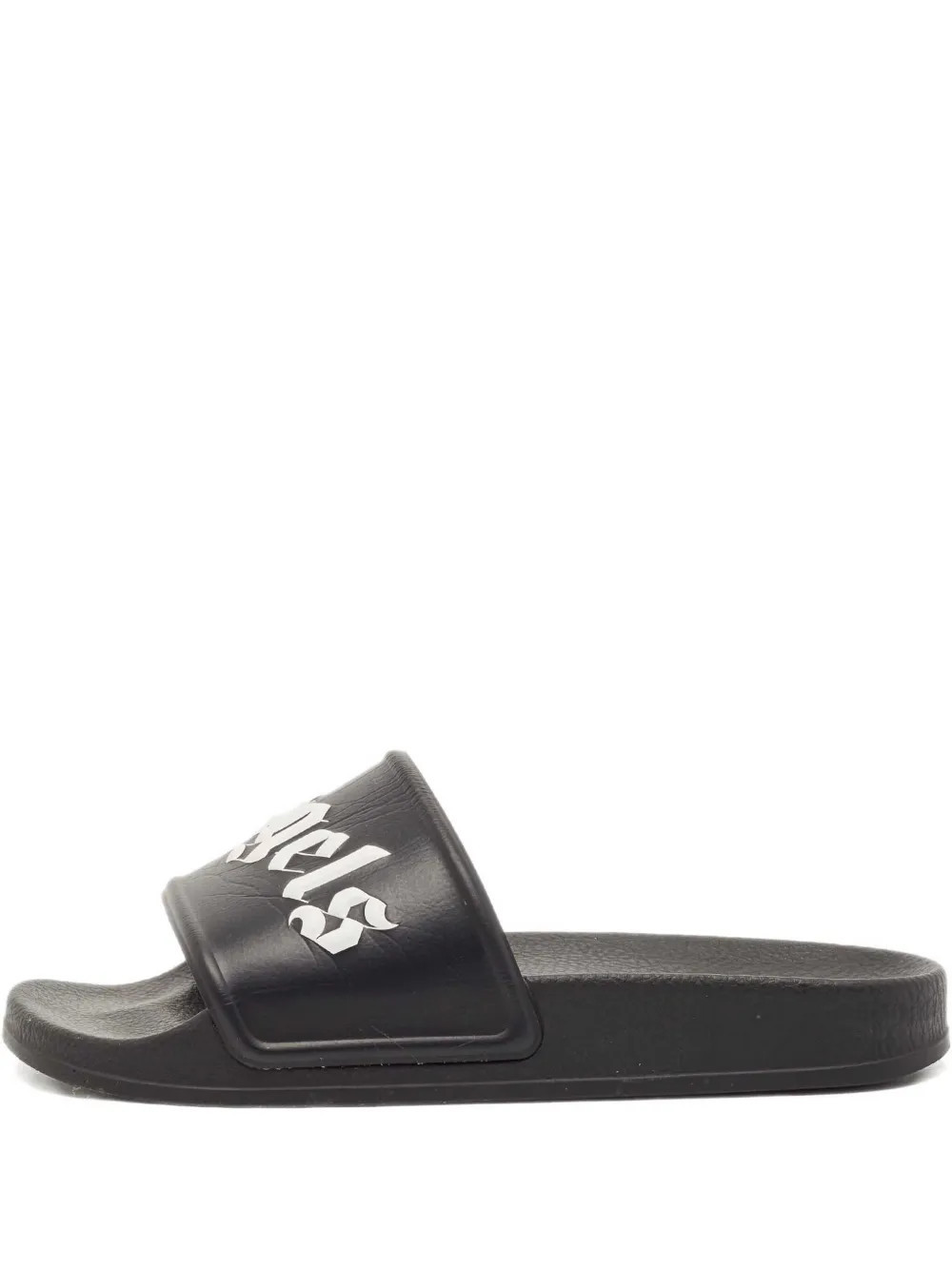 Palm Angels logo leather slides - Black | Farfetch Global