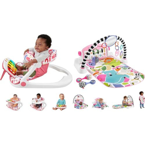 Fisher-Price Pink Infant to Toddler Kick & Play Piano Seat Bundle with Gym Playmat and Baby Rattles | Amazon (US)
