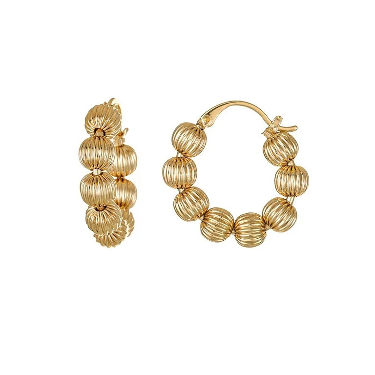 Time and Tru Goldtone Textured Bead Snap Hoop Earring, Female, 1 Pair of Earrings | Walmart (US)