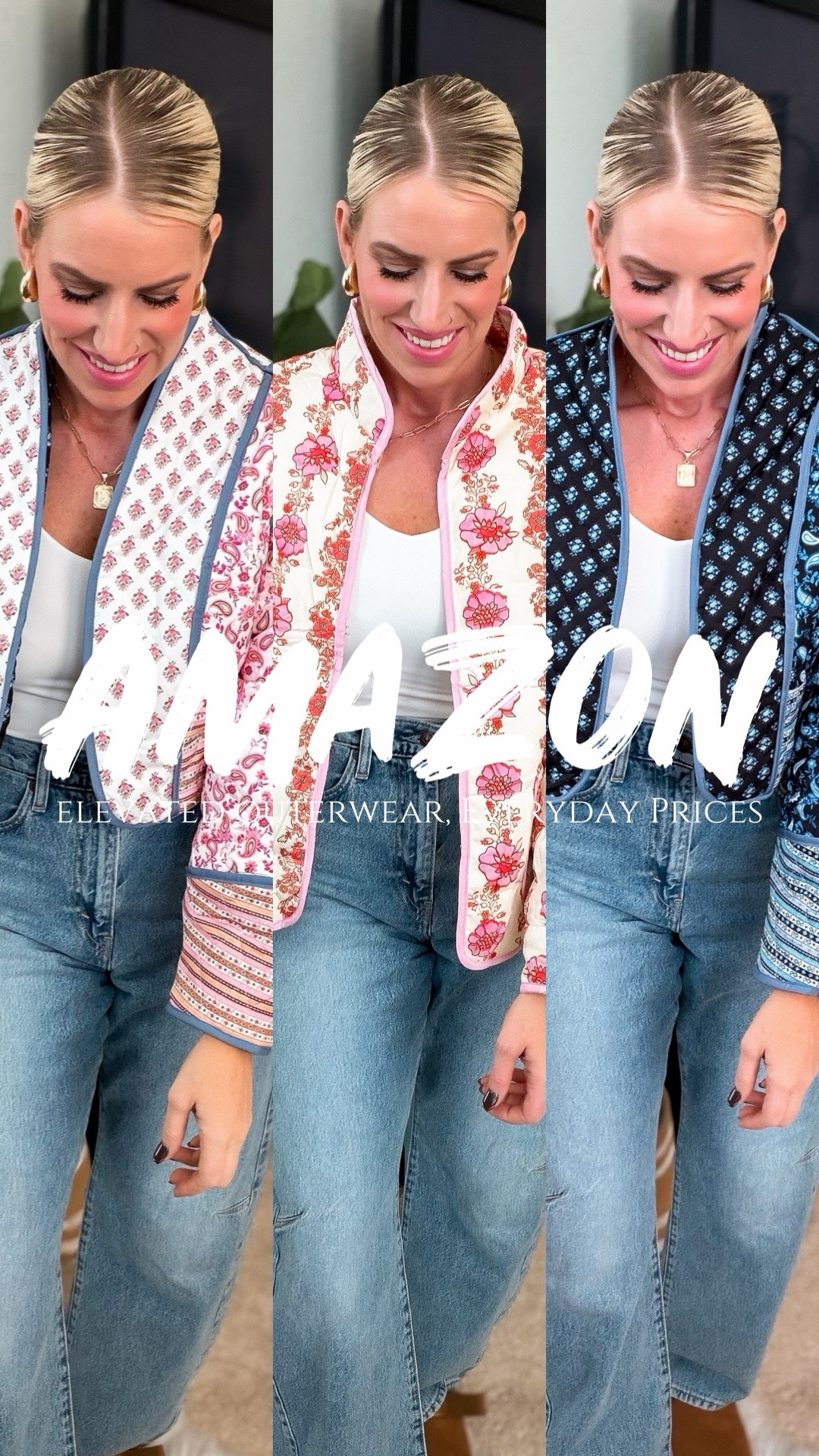 Amazon elevated outerwear with everyday pricing 🧥 
Quilted printed jackets 
Free People look for less
Fit tts and wearing a small 

#LTKFindsUnder50 #LTKOver40 #LTKStyleTip