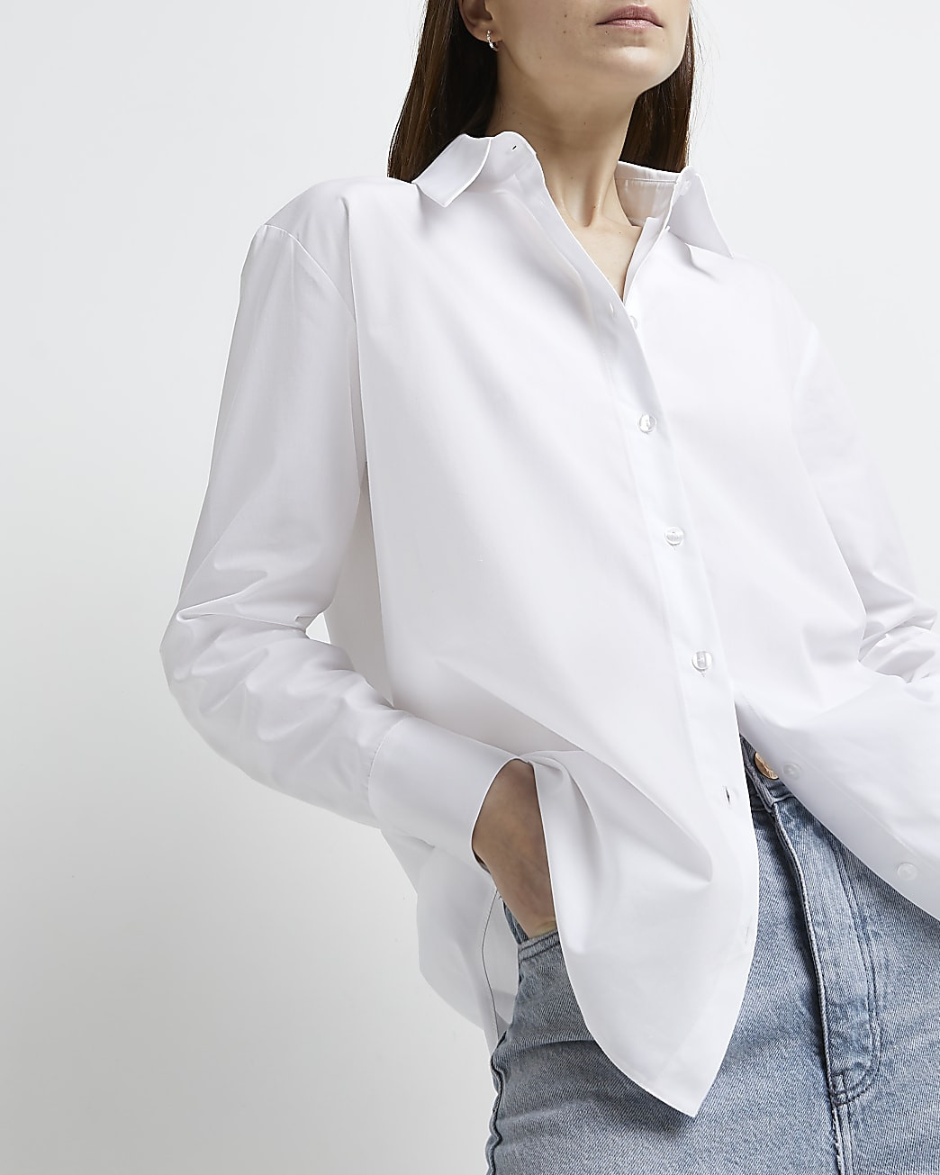 White oversized poplin shirt | River Island (UK & IE)