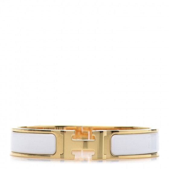 HERMES Enamel Narrow Clic Clac H Bracelet GM White | Fashionphile