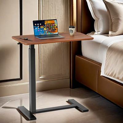 SEVOBAL Desks Overbed Bedside Table with Wheels, Adjustable Height Mobile Standing Desk, Rolling Bed Table for Hospital, Brown, 27.5"*15.7"*43.3" | Target