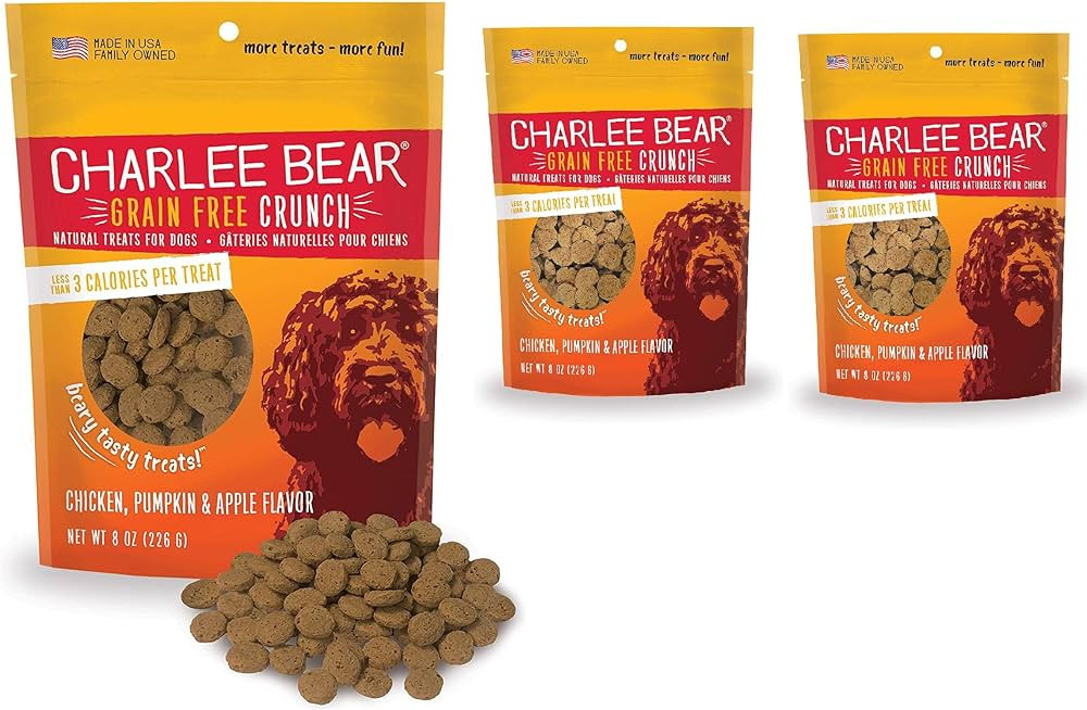 Charlee Bear Crunch Chicken, Pumpkin & Apple Flavor Dog Treat and Snack (3 Pack) 8 oz Each | Amazon (US)