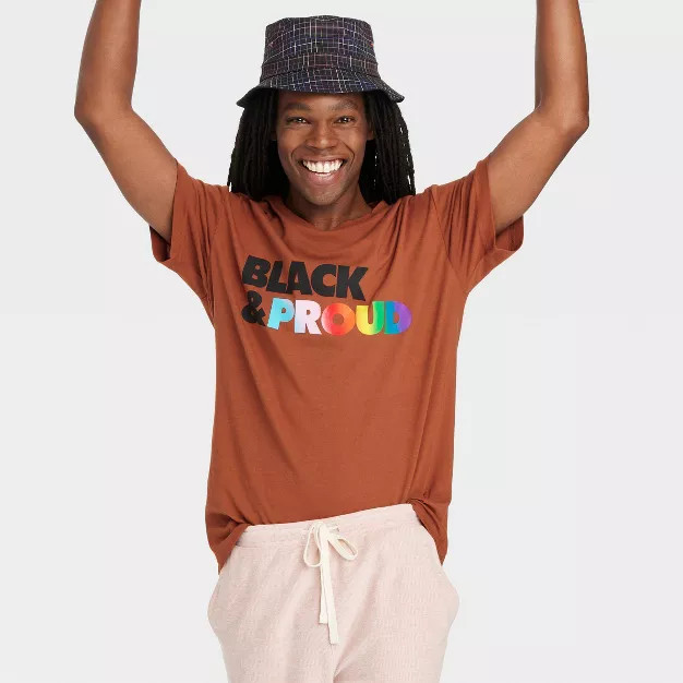 Pride Adult Black and Proud Short Sleeve T-Shirt - Brown | Target
