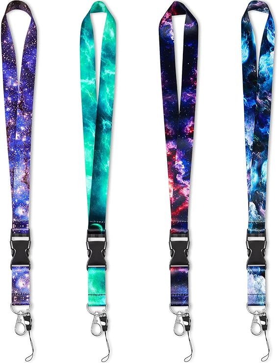 4 Pieces Starry Sky Neck Lanyards Colorful Detachable Badge Neck Strap Safety Key ID Holder Lanya... | Amazon (US)