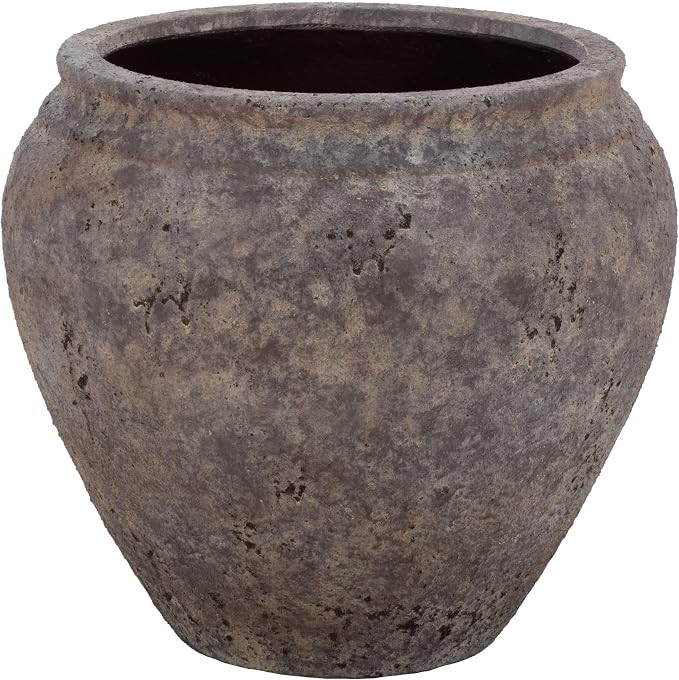 SAFAVIEH Outdoor - Ramsey Large Planter Pot with Drainage - Antique Brown Ficonstone Cement - Wea... | Amazon (US)