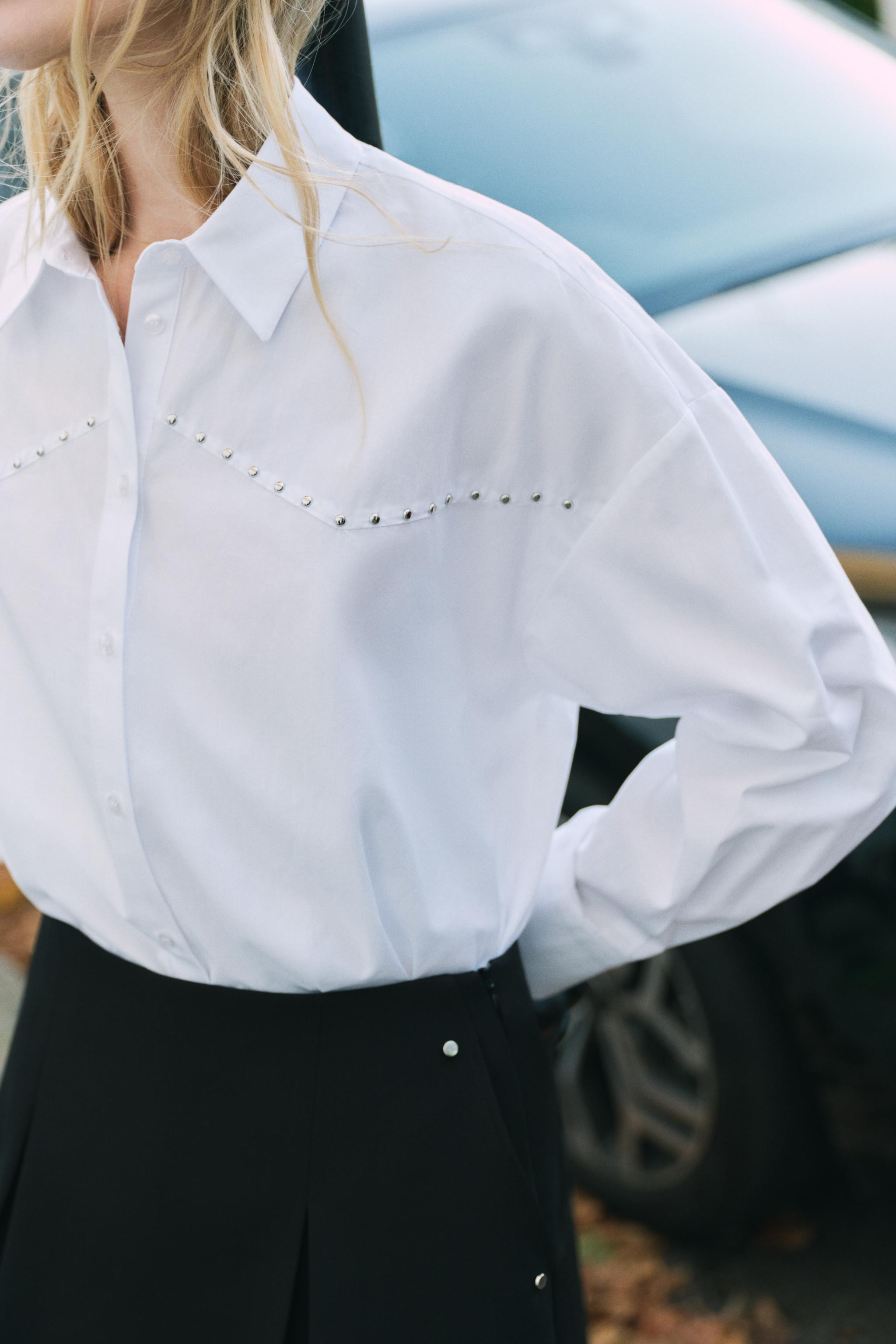 STUDDED WESTERN POPLIN SHIRT | Zara US