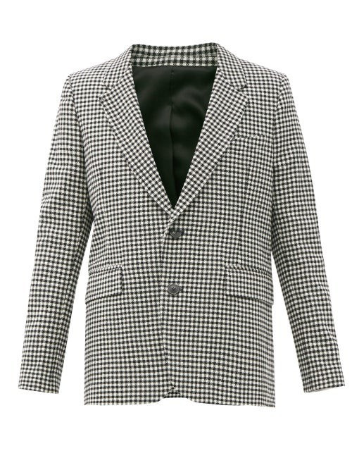 Ami - Single-breasted Shepherd-check Wool-blend Jacket - Womens - Black White | Matches (US)