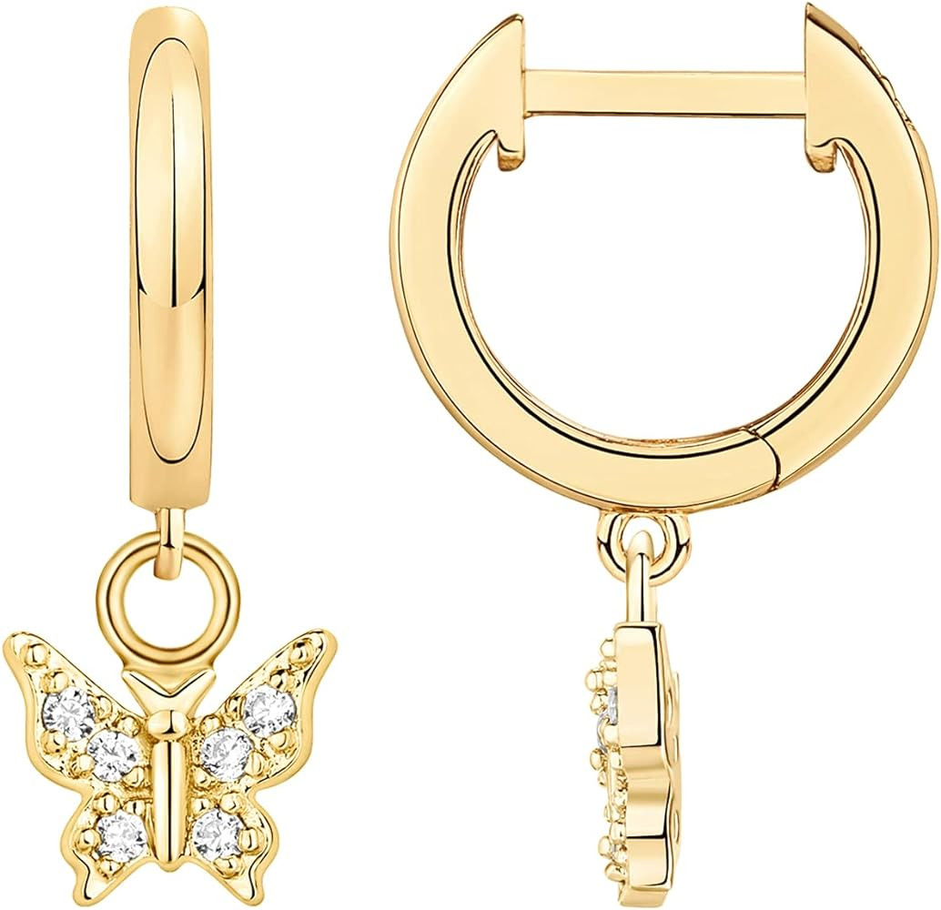 PAVOI 14K Gold Plated S925 Sterling Silver Post Lightweight Drop/Dangle Huggie Earrings for Women... | Amazon (US)