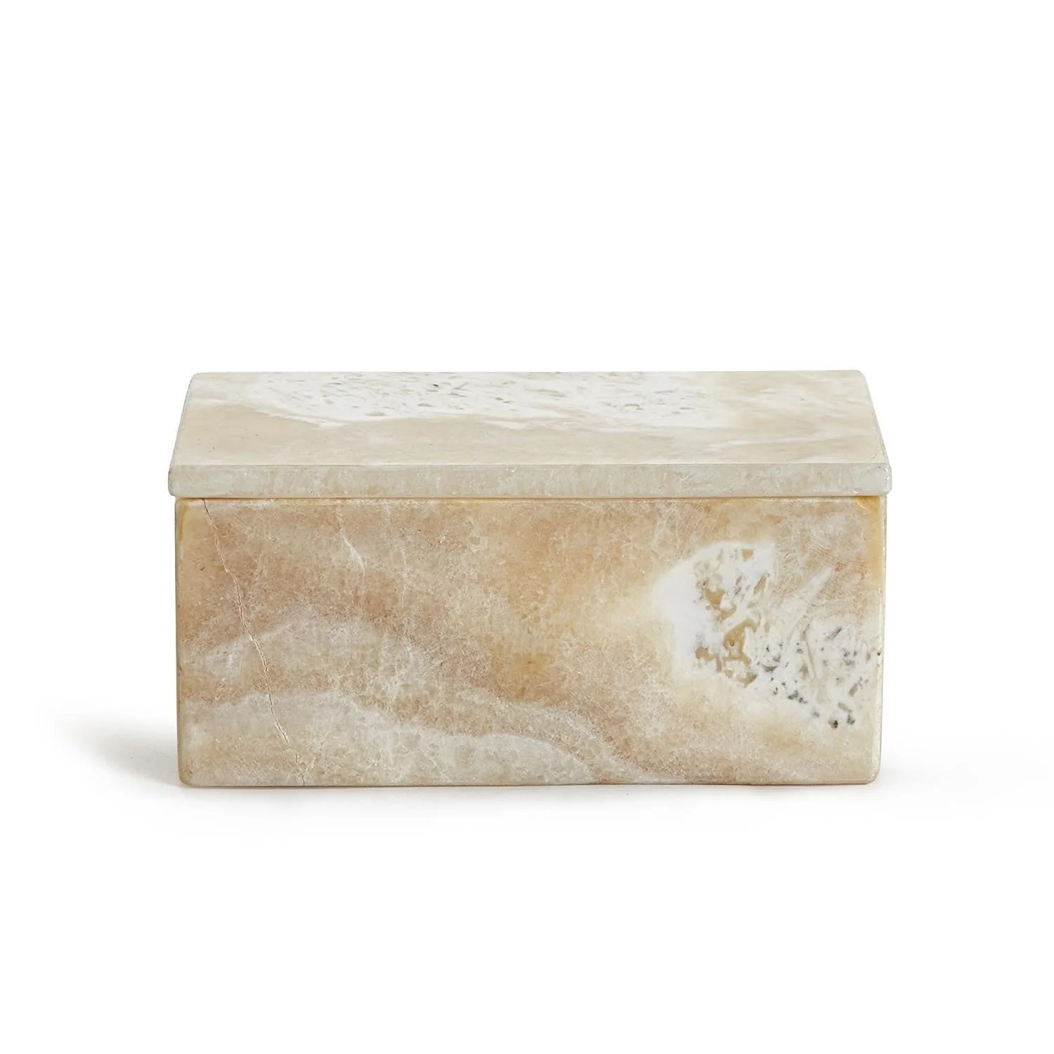 White Onyx Rectangle Covered Box | Burke Decor