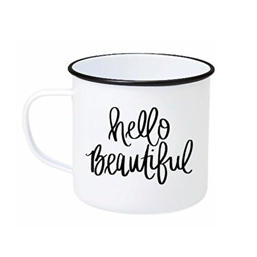 Hello Beautiful Campfire Mug | Large White Coffee Tea-Cup Inspirational Outdoor Gift For Her Cute... | Amazon (US)