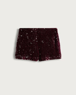 F&F  Sequin Embellished Shorts in Burgundy | Tesco F&F