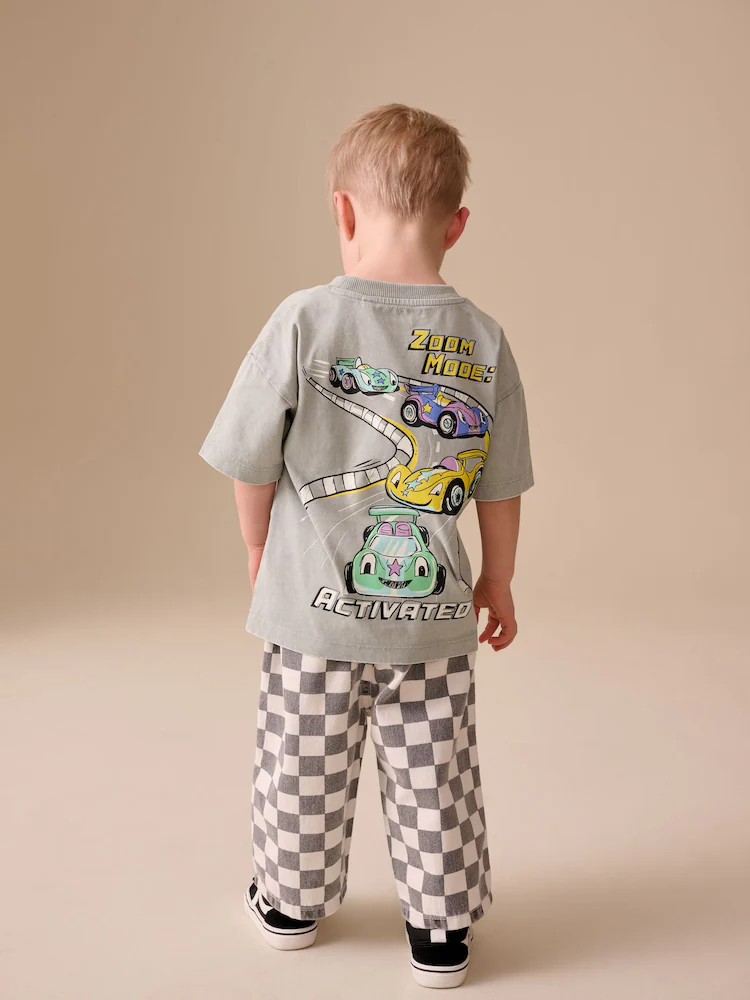 Grey Race Car Short Sleeve Back Print T-Shirt (3mths-7yrs) | Next US