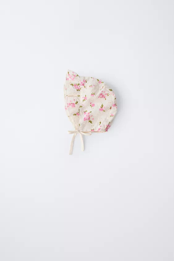 FLORAL EYELET BONNET | Zara US