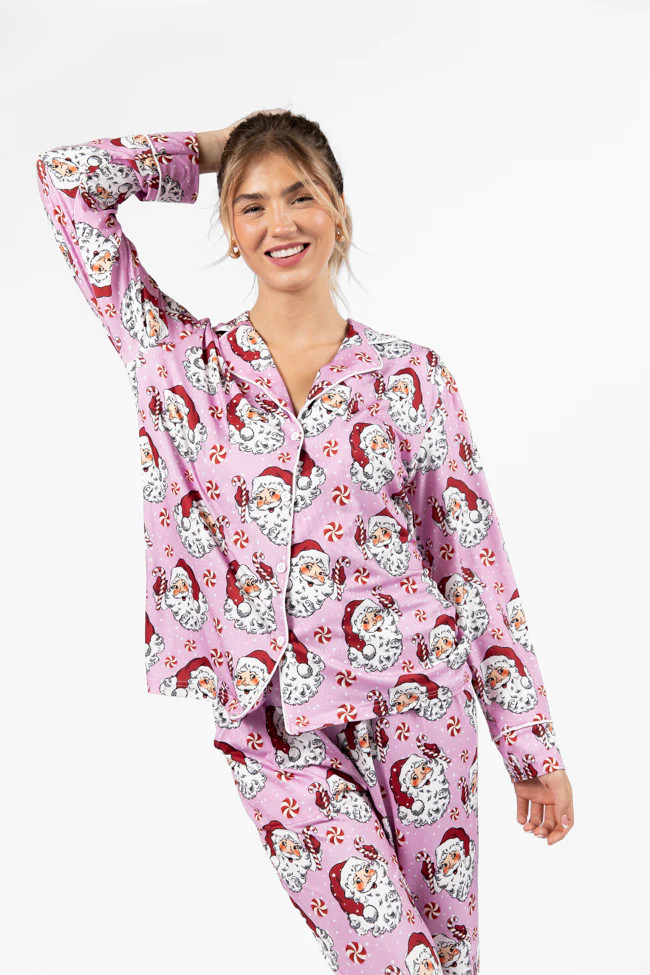 On A Cloud Pink Santa Pajama Set DOORBUSTER | Pink Lily