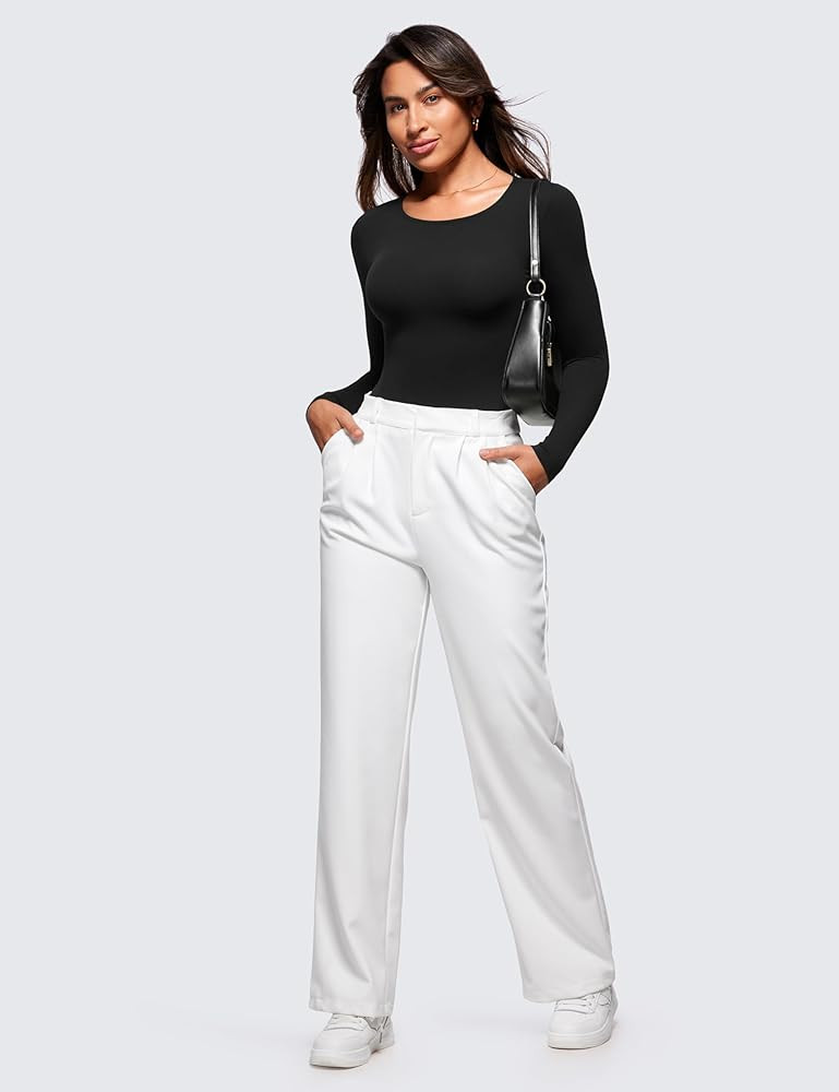 CRZ YOGA Butterluxe Long Sleeve Bodysuit for Women Crew Neck Tops Sexy Thong Bodysuits Breathable... | Amazon (US)