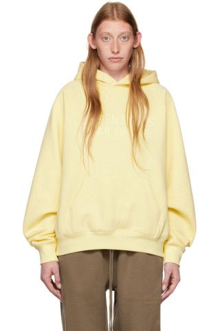 Essentials - Yellow Raglan Hoodie | SSENSE