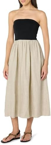 The Drop Womens Hellen Strapless Mixed Media Maxi Dress | Amazon (US)