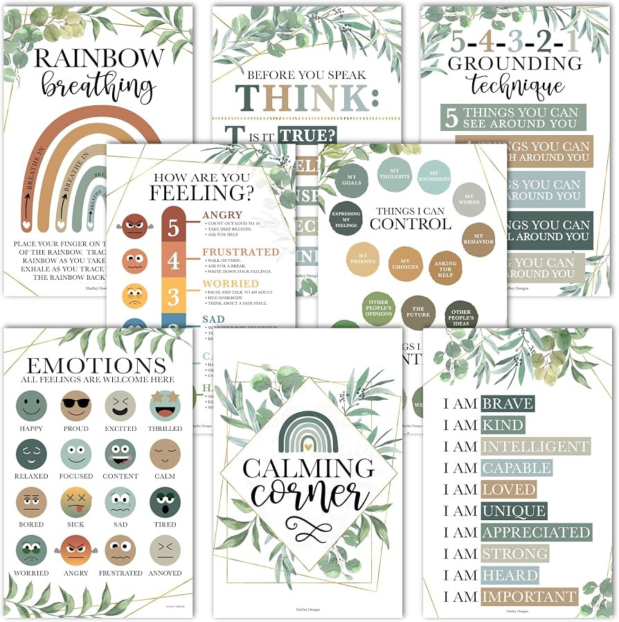8 Greenery Calming Corner Posters For Classroom Must Haves For Teachers - Calm Down Corner Suppli... | Amazon (US)