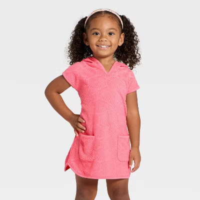 Toddler Girls' Seashell Embossed Swim Cover Up Dress - Cat & Jack™ Pink 2T | Target