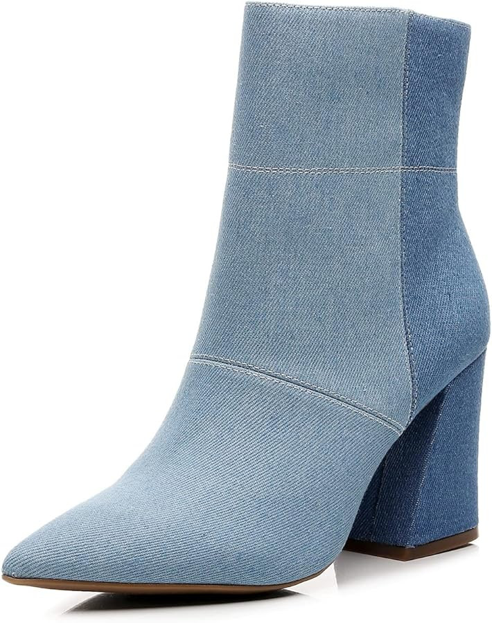 Bliss Women's Comfortable Chunky Heel Dress Boot Fashion Chelsea Ankle Bootie | Amazon (US)