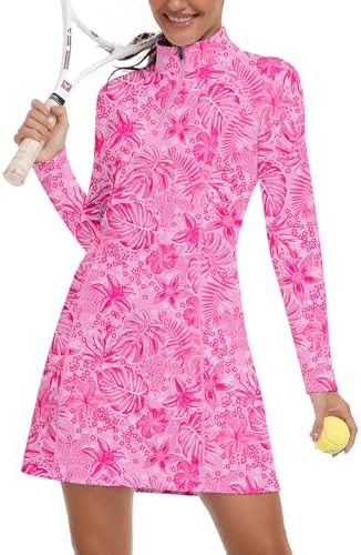WOWENY Golf Dresses for Women Long Sleeve 1/4 Zip Tennis Dress with Shorts and Pockets UPF 50+ Wo... | Amazon (US)