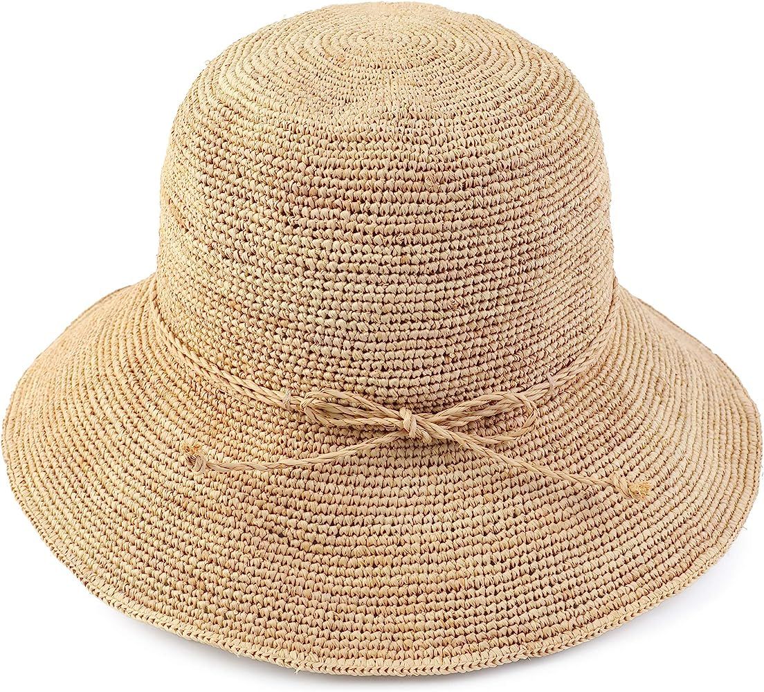 Melesh Women's Bucket Hats Fashion Womens Summer Beach Sun Straw Hat | Amazon (US)