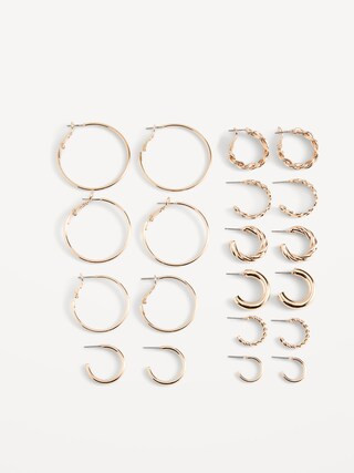 Real Gold-Plated Hoop Earrings Variety 10-Pack for Women | Old Navy (US)