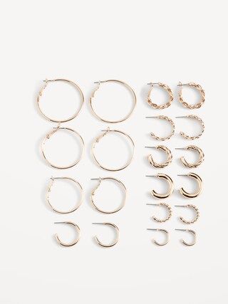 Real Gold-Plated Hoop Earrings Variety 10-Pack for Women | Old Navy (US)