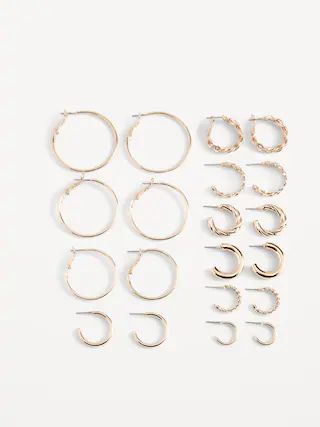 Real Gold-Plated Hoop Earrings Variety 10-Pack for Women | Old Navy (US)