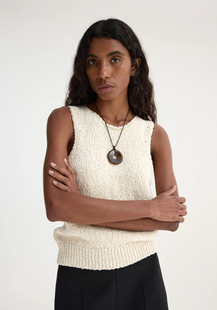 knitted halter top | off white | Rohe
