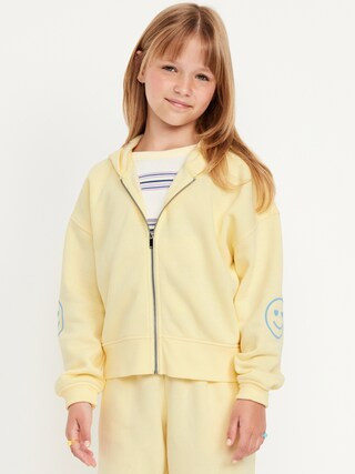 Favorite Fleece Printed Zip-Front Hoodie for Girls | Old Navy (US)