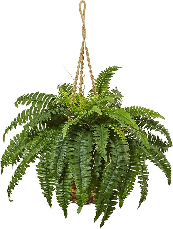 Nearly Natural Boston Fern Hanging Basket | Amazon (US)
