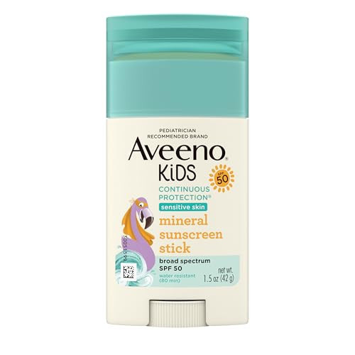 Aveeno Kids Continuous Protection Zinc Oxide Mineral Sunscreen Stick for Sensitive Skin, Face & Body Sunscreen Stick for Kids with Broad Spectrum SPF 50, Sweat- & Water-Resistant, 1.5 oz | Amazon (US)