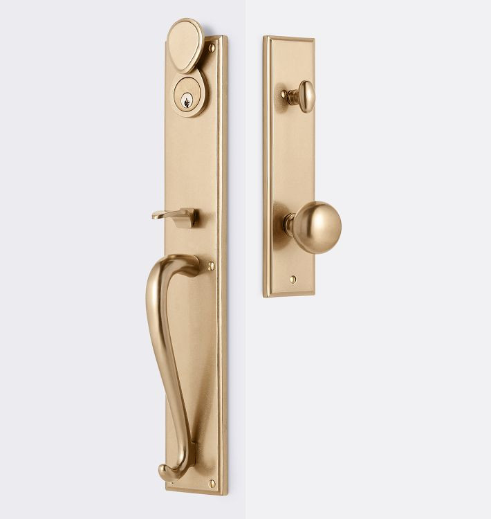 Raegan D-Handle Knob Exterior Bronze Door Set | Rejuvenation