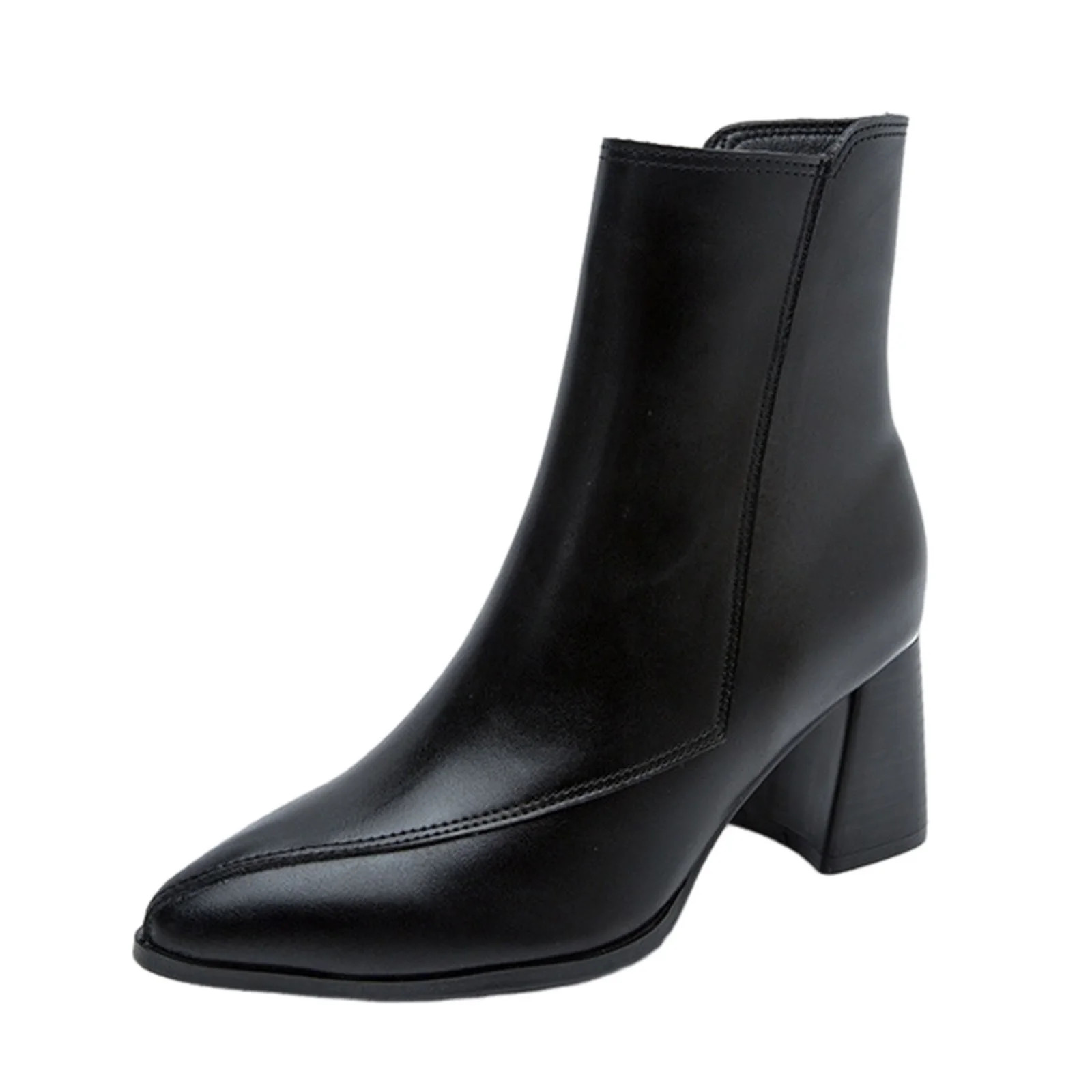 Jsaierl Women's GoGo Ankle Boots Square Toe Side Zipper Chunky Block Heel Mid Calf Low Heeled Sho... | Walmart (US)