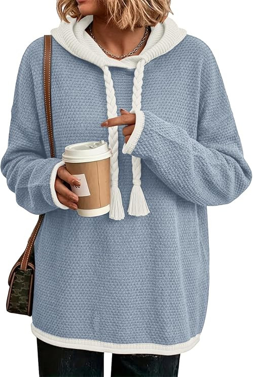 Womens Oversized Sweaters Trendy Hoodies Knit Tops 2026 Fall Winter Outfits | Amazon (US)