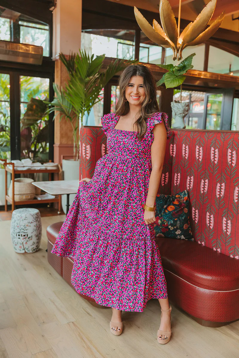 BuddyLove| Anastasia Ruffle Shoulder Midi Dress | Thorn | BuddyLove