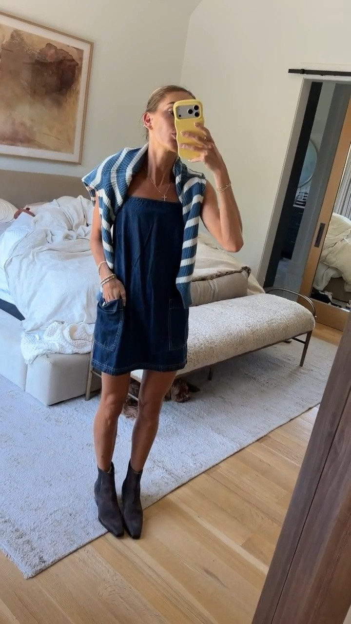 Perfect denim dress for fall that you can wear now! 🍂

#LTKootd