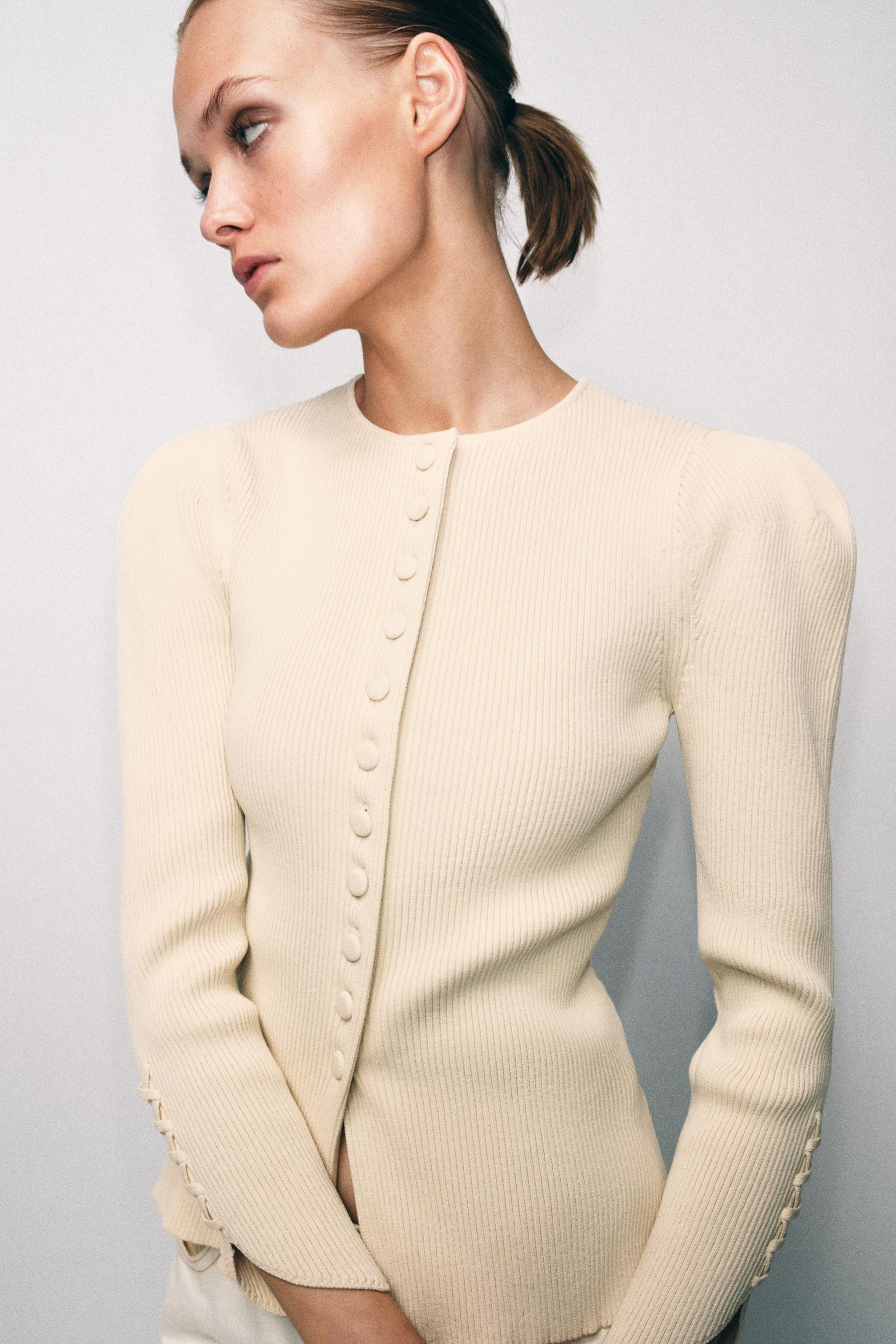 CARDIGAN WITH PUFF SLEEVES | Zara US