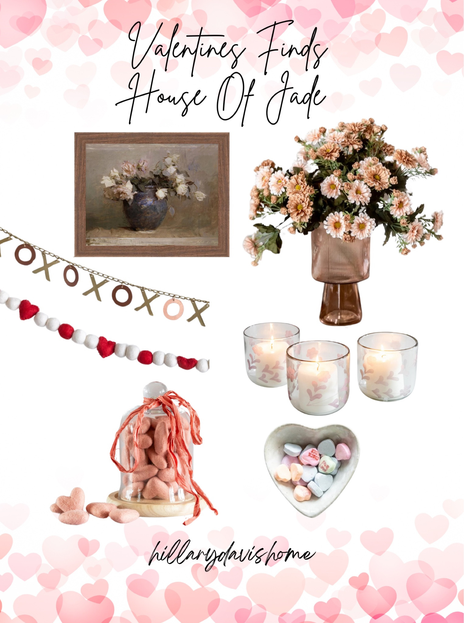 Valentines decorating finds! I love how sweet and simple these pieces are without being over the top! 

Valentines decor | Valentine’s Day inspo | house of jade decor | simple Valentine’s Day decor | valentines | valentines ideas | valentines table decor | Valentine’s Day arrangement | valentines garland | valentines votives 

#LTKHome #LTKFindsUnder100 #LTKSeasonal
